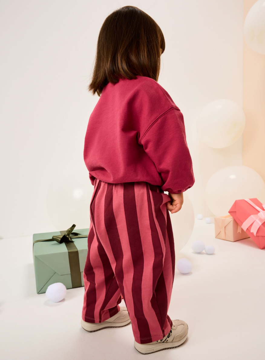 Burgundy Red Santa Long Sleeve Top and Barrel Trousers Set