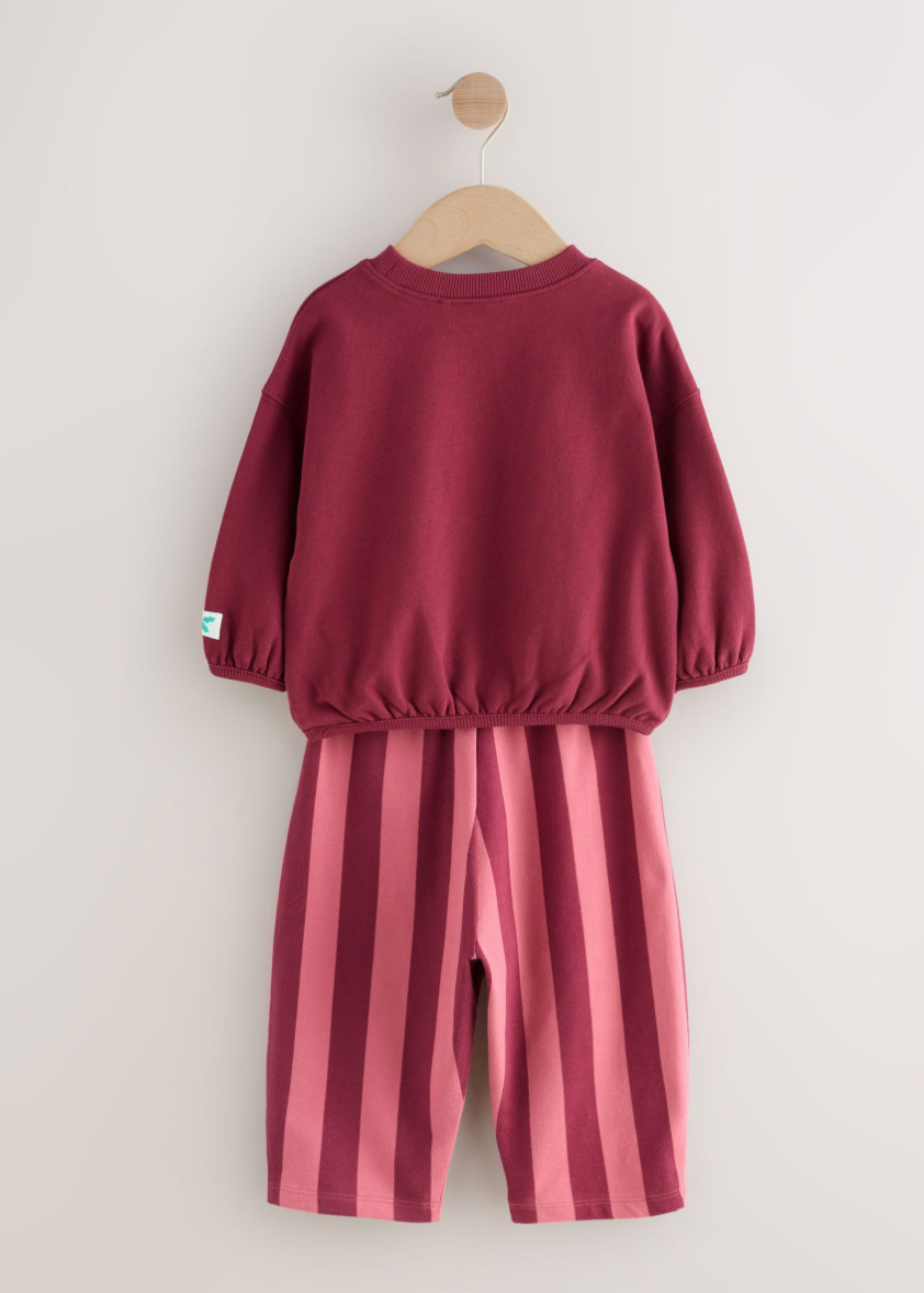 Burgundy Red Santa Long Sleeve Top and Barrel Trousers Set