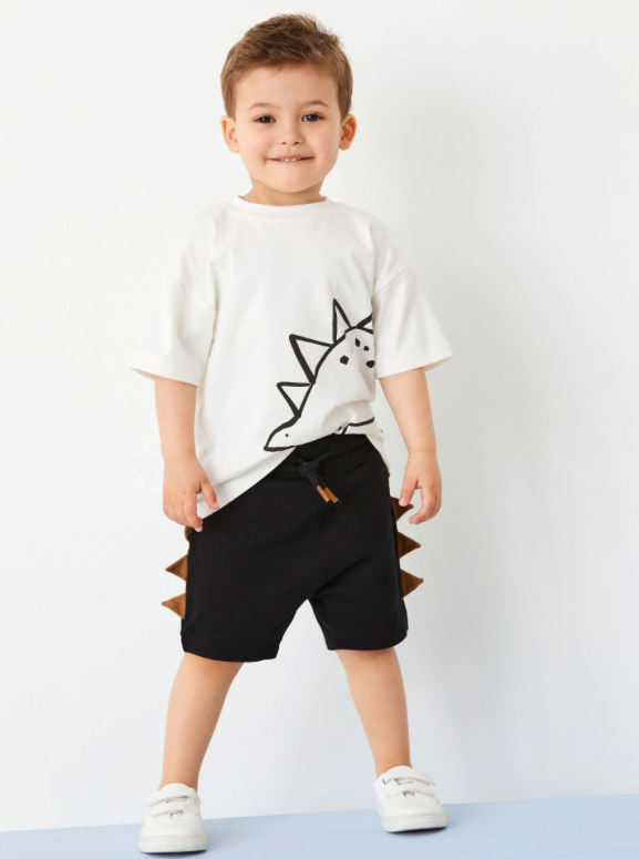 Black/Tan Dinosaur Short Sleeve T-Shirt & Shorts Set 2 Pack