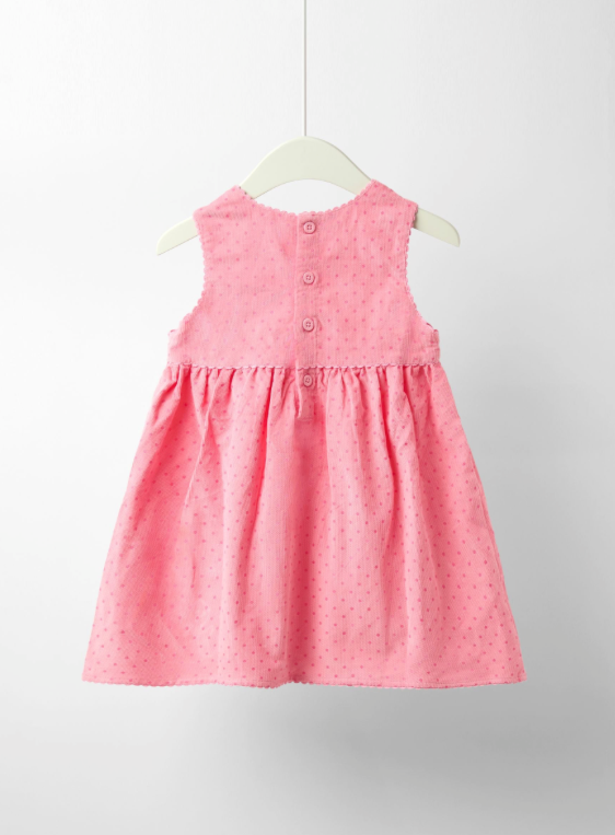 Bébé Pink Bunny Appliqué Cord Dress