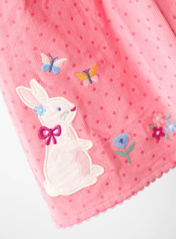 Bébé Pink Bunny Appliqué Cord Dress