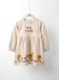 Natural Cream Guinea Pig Frill Sleeve Appliqué Dress